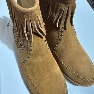 Montana West Tan Fringe "Western" Booties Size‎ 8